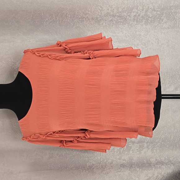 1. State Textured Ruffle Sleeve Coral Blouse, Size Small - Picture 2 of 7
